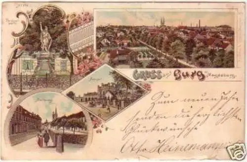 20980 Ak Lithographie Gruß aus Burg bei Magdeburg 1899