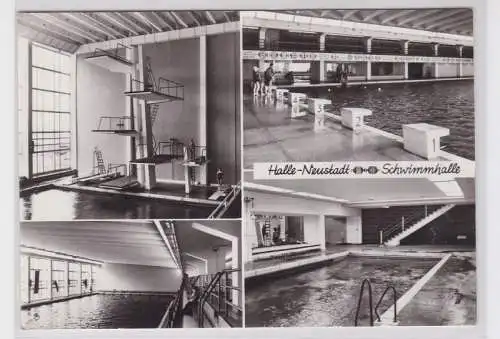 84151 Mehrbild Ak Halle Neustadt Schwimmhalle 1980