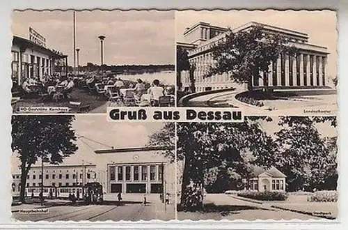 44615 Mehrbild Ak Gruß aus Dessau HO Gaststätte Kornhaus, Hauptbahnhof usw. 1960