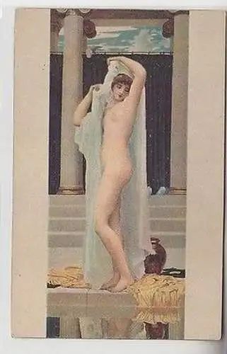 43552 Erotik Ak "Das Bad der Psyche" Nackte Dame mit Schleier, Frauenakt um 1910