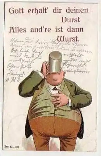 38747 Humor Reim Ak Biertrinker 1909