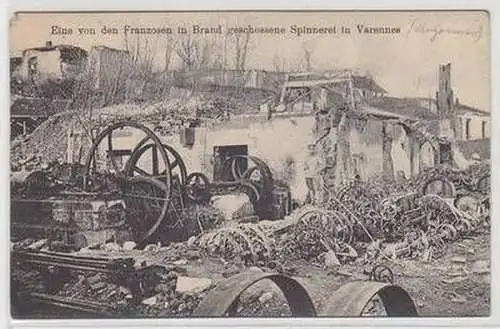 44598 Ak Varennes Spinnerei Zerstörungen Weltkrieg 1916