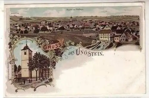 50474 Ak Lithographie Gruss aus Ungstein um 1900