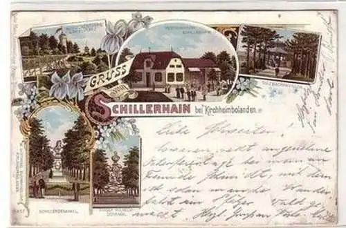 50467 Ak Lithographie Gruss vom Schillerhain bei Kirchheimbolanden 1899