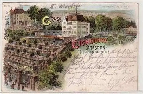 57526 Ak Lithographie Gruß vom Eichenhof Dresden Trachenberge Weinbergstraße 38