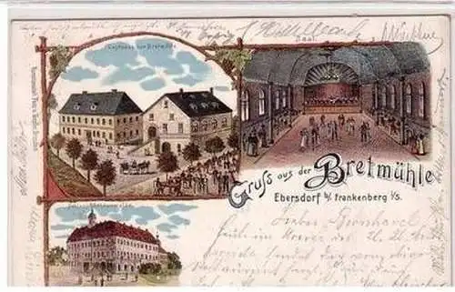 49261 Ak Lithographie Gruß aus der Bretmühle Ebersdorf b. Frankenberg 1900