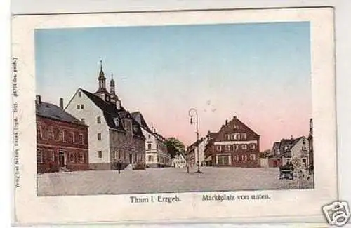 28283 Ak Thum im Erzgeb. Marktplatz von unten 1910