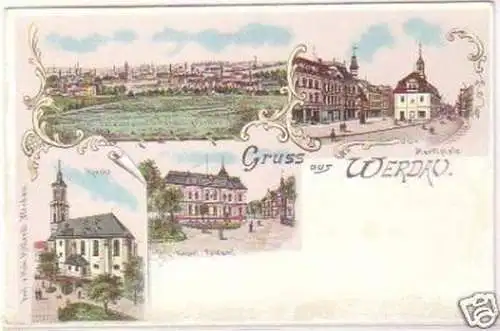 25344 Ak Lithographie Gruss aus Werdau um 1900