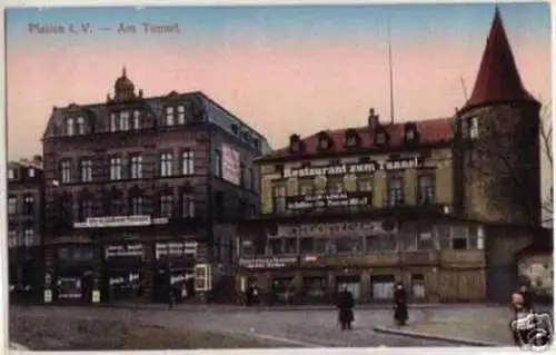 09074 Ak Plauen i.V. Restaurant am Tunnel um 1910