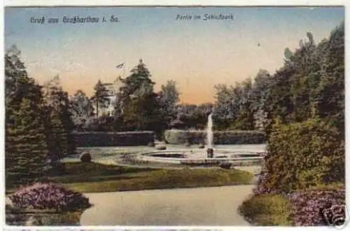 04650 Ak Gruß aus Großhartau in Sa. Schloßpark um 1920