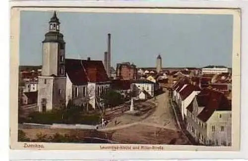 39945 Ak Zwenkau Laurentius-Kirche u. Ritter-Str. 1926