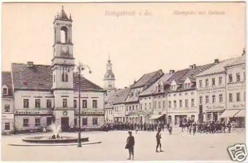 27167 Ak Königsbrück Marktplatz mit Rathaus 1916