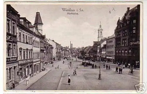 17274 Ak Werdau in Sachsen Marktplatz um 1930