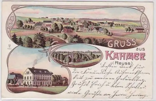 85923 Ak Lithographie Gruß aus Kahmer (Reuss) 1909