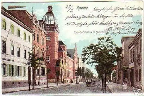 15952 Ak Apolda Bahnhofstraße mit Reichspost 1904