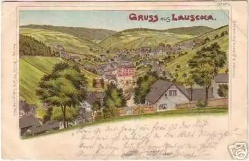 17293 Ak Lithographie Gruss aus Lauscha 1899