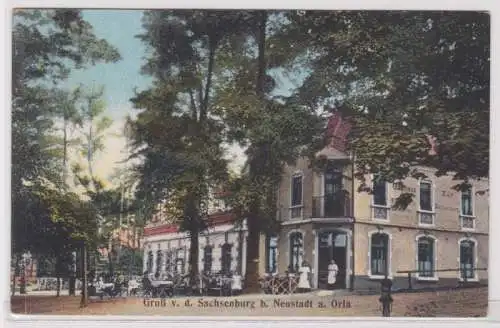 95196 Ak Gruss von dem Gasthaus Sachsenburg bei Neustadt an der Orla 1914