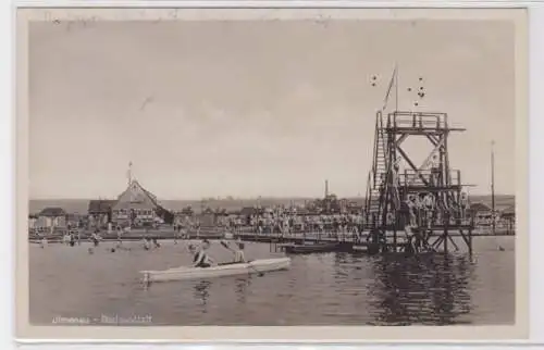 87895 Ak Ilmenau Badeanstalt mit Sprungturm um 1940