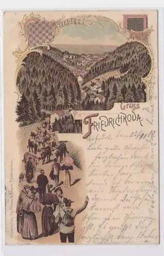 93511 Lithografie AK Gruss aus Friedrichroda - Kuhwanderung 1902