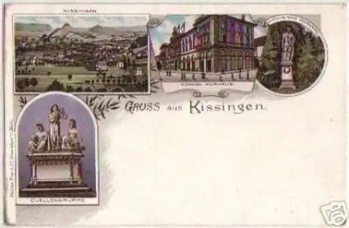 11055 Ak Lithographie Gruss aus Kissingen um 1900