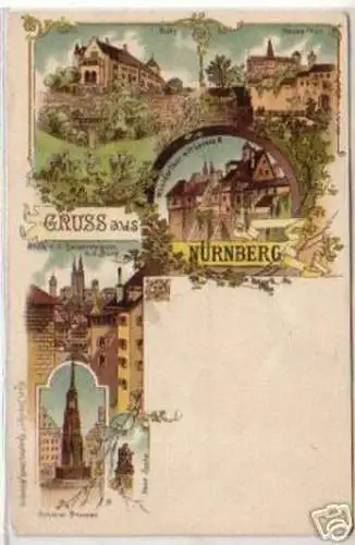 10465 Ak Lithographie Gruss aus Nürnberg um 1900