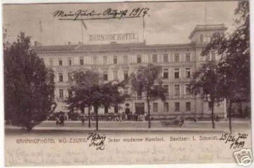 09113 Ak Würzburg Bahnhofshotel 1919