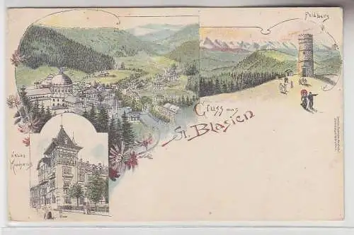 67428 Ak Lithografie Gruss aus St. Blasien Total, Neues Kurhaus, Feldberg um1900