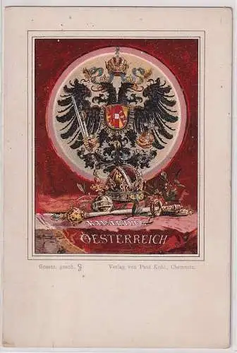 93192 Wappen Ak Lithographie Kaiserthum Österreich um 1900