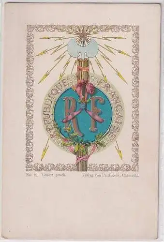 33659 Wappen Ak Lithographie Republik Frankreich um 1900