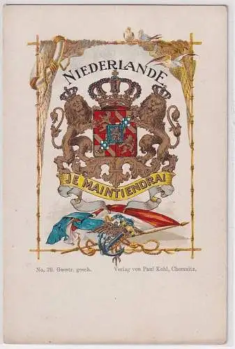 906569 Wappen Ak Lithographie Königreich Niederlande um 1900