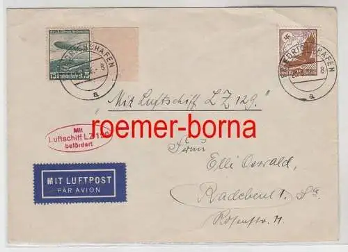 79632 Zeppelin Brief mit Luftschiff LZ 129 befördert 1936