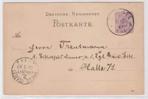 97737 DR Ganzsachen Postkarte P10 Cassel nach Halle an der Saale 1887