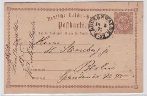 97946 DR Ganzsachen Postkarte P1 Luckenwalde nach Berlin 1874