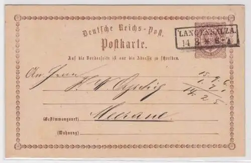 96561 DR Ganzsachen Postkarte P1 Langensalza nach Meerane 1873