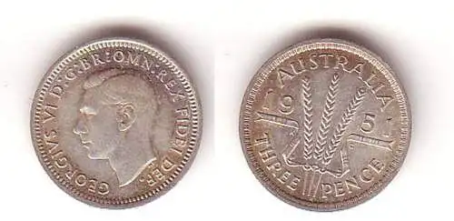 3 Pence Silber Münze Australien 1951