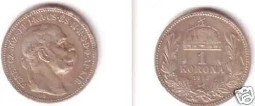 1 Krone Silber Münze Ungarn 1915 Franz Joseph