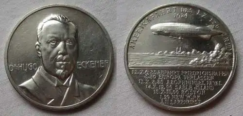 Silber Medaille Hugo Eckener Zeppelin Amerikafahrt 1924 (105169)