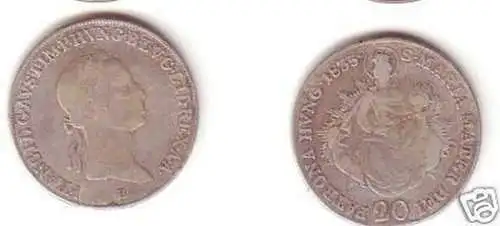 20 Kreuzer Silber Münze Ungarn 1835 B