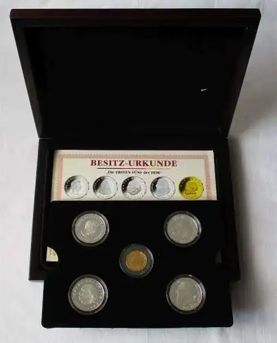 Kollektion Die ERSTEN FÜNF der DDR 4 Silbermünzen & Goldmünze 2009 MB (119075)