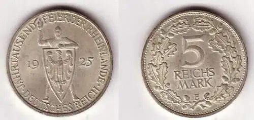 5 Mark Silber Münze Jahrtausendfeier der Rheinlande 1925 E (BN7300)