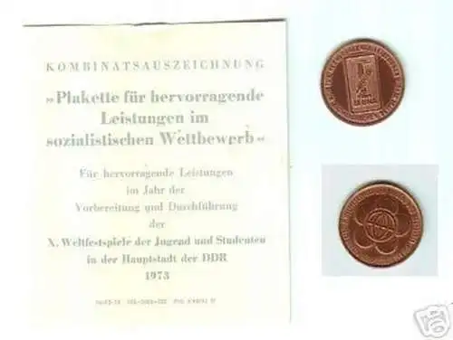 DDR Medaille Kombinatsauszeichnung Leuna 1973