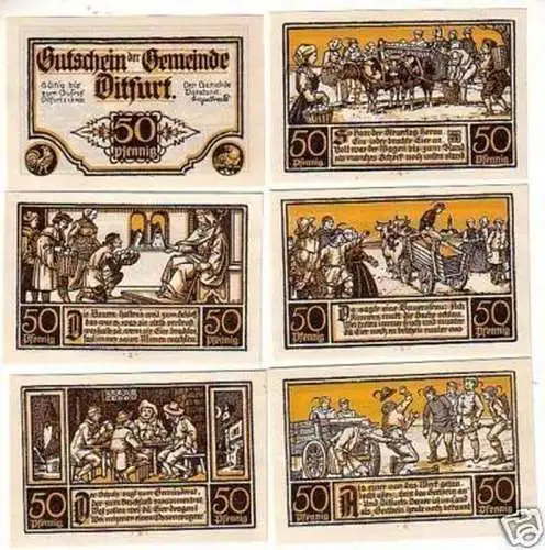 6 Banknoten Notgeld Gemeinde Ditfurt 1921