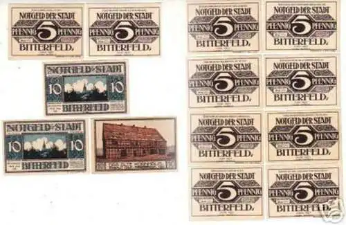 13 Banknoten Notgeld der Stadt Bitterfeld 1921