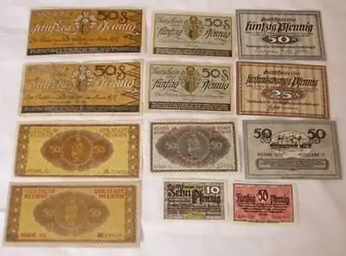 12 Banknoten Notgeld Stadt Dresden 1917-1921