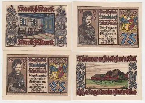 Kompl. Serie 4 Banknoten Notgeld Verkehrsverein Norddorf auf Amrum um 1922