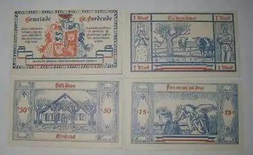 4 Banknoten Notgeld der Gemeinde Groß Nordende 1921