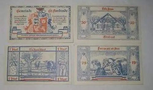 4 Banknoten Notgeld der Gemeinde Groß Nordende 1921