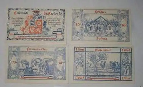 4 Banknoten Notgeld der Gemeinde Groß Nordende 1921