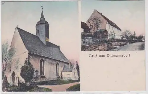 900577 Mehrbild Ak Gruß aus Dittmannsdorf Kirche und Wohnhaus um 1910