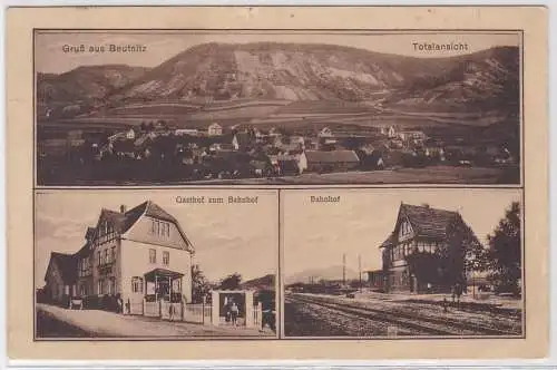 18795 Mehrbild Ak Gruß aus Beutnitz Gasthof, Bahnhof usw. 1925